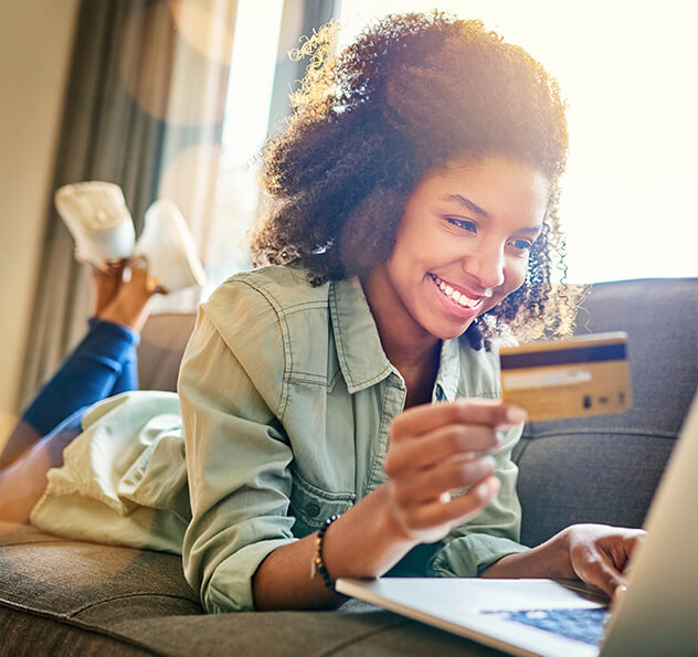 woman paying a bill online