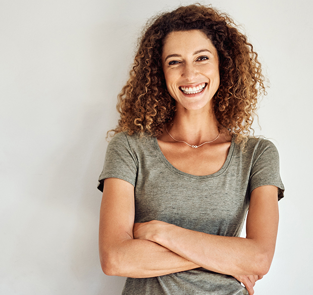 happy woman with cosmetic dental care