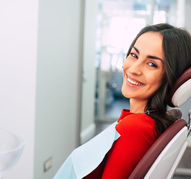 smiling woman at the dentist